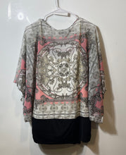 Load image into Gallery viewer, Jennifer Lopez Womens Multicolor Paisley Round Neck Banded Hem Blouse Top Size L

