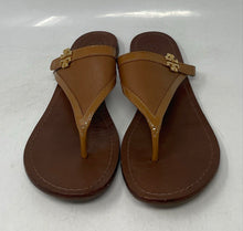 Load image into Gallery viewer, Authentic Tory Burch Womens Brown Leather Flat Thong Sandals Size 9.5M Worn
