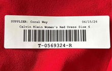 Load image into Gallery viewer, Calvin Klein Womens Red 3/4 Sleeve Round Neck Back-Zip Midi A-Line Dress Size 6
