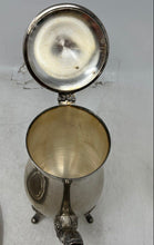 Load image into Gallery viewer, Lot Of 4 Pcs Vintage Silver-Tone Footed Teapot With Sugar Bowl Creamer And Tray
