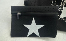Load image into Gallery viewer, Dallas Hill Womens Black White Star Print Perforated Tote Bag With Wallet
