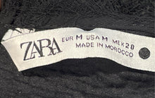 Load image into Gallery viewer, Zara Womens Black Short Sleeve Chic Raw Frayed Trim Back Zip Mini Dress Size M
