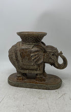 Load image into Gallery viewer, Vintage Elephant Pillar Intricate Carvings And Ceremonial Saddle Candle Holder

