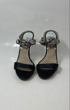 Load image into Gallery viewer, Michael Kors Womens Black Snake Print Leather Stiletto Ankle Strap Heels Size 7M
