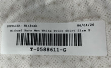 Load image into Gallery viewer, Michael Kors Mens White Geometric Print Collared Slim Fit Button-Up Shirt Size S
