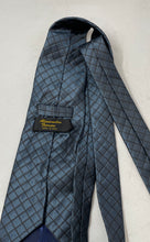 Load image into Gallery viewer, Alezzandra Mens Blue Printed Adjustable Keeper Loop Formal Pointed Tie
