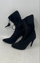 Load image into Gallery viewer, Mackinj Womens Black Pointed Toe High Heel Lace-Up Mid-Calf Bootie Size 5.5
