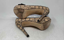Load image into Gallery viewer, Joan &amp; David Womens Black Beige Animal Print Leather Peep Toe Pump Heels Size 7M

