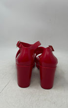 Load image into Gallery viewer, Melissa Womens Model Ad Red Open Toe Buckle Block Platform Heels Size 9
