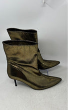 Load image into Gallery viewer, Zara Womens Golden Pointed Toe Pull-On Stiletto Ankle Booties Size 37
