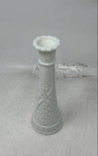 Load image into Gallery viewer, White Ceramic Stars &amp; Bars Embossed Home Decorative Flower Bud Vase Collectible
