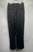 Load image into Gallery viewer, Zara Womens Black Satin Flat Front High-Waist Straight Leg Cargo Pants Size XS
