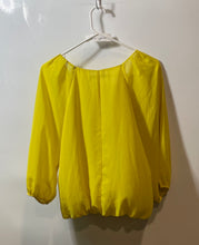Load image into Gallery viewer, Forever 21 Womens Yellow Pleated Long Sleeve Pullover Blouse Top No Size
