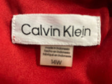 Load image into Gallery viewer, Calvin Klein Womens Red Floral Print Balloon Sleeve V-Neck Shift Dress Size 14W
