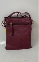 Load image into Gallery viewer, JCH Collection Womens Burgundy Pebbled Leather Crossbody Bag With Tags
