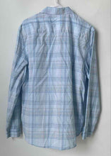 Load image into Gallery viewer, Calvin Klein Mens Blue Plaid Cotton Long Sleeve Collared Button-Up Shirt Size L
