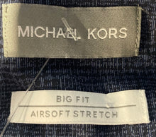 Load image into Gallery viewer, Michael Kors Mens Blue Plaid Print Big-Fit Stretch Dress Shirt Size 20

