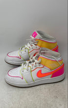 Load image into Gallery viewer, Nike Boys Air Jordan 1 Mid SE CV4611-100 White Pink Yellow Sneaker Shoes Size 7Y
