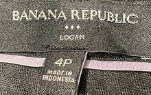 Load image into Gallery viewer, Banana Republic Womens Black Flat Front Slash Pocket Logan Dress Pants Size 4P
