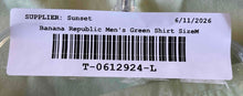 Load image into Gallery viewer, Banana Republic Mens Green Short Sleeve Stretch Collared Button-Up Shirt Size M
