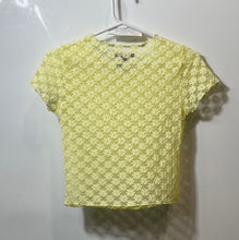 Load image into Gallery viewer, Forever 21 Womens Yellow Floral Lace Short Sleeve Blouse Top Size Medium
