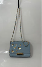 Load image into Gallery viewer, Aldo Womens Light Blue Faux Leather Butterfly Chain Strap Crossbody Bag
