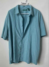 Load image into Gallery viewer, Cubavera Mens Blue Embroidered Short Sleeve Collared Button-Up Shirt Size XL
