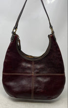 Load image into Gallery viewer, Jones New York Womens Dark Burgundy Leather Shoulder Strap Zip Top Hobo Bag
