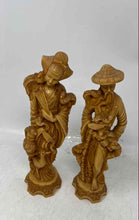 Load image into Gallery viewer, Lot Of 2 Pcs Assorted Brown Engraved Home Decorative Collectible Chinese Statues
