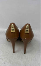 Load image into Gallery viewer, Michael Kors Womens Antoinette Brown Leather Padlock Pump Heels Size 5 1/2M
