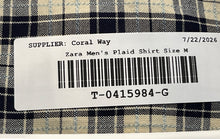 Load image into Gallery viewer, Zara Mens Beige Black Plaid Long Sleeve Collared Button-Up Shirt Size Medium

