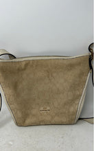 Load image into Gallery viewer, Coach Womens Beige White Monogram Print Single Strap Zip Top Lined Crossbody Bag
