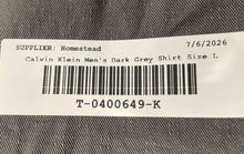 Load image into Gallery viewer, Calvin Klein Mens Dark Gray Cotton Long Sleeve Slim Fit Dress Shirt Size Large
