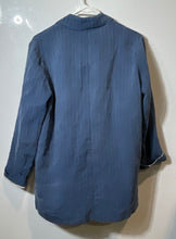 Load image into Gallery viewer, Zara Womens Blue Striped Long Sleeve Double-Breasted Two-Button Blazer Size XS
