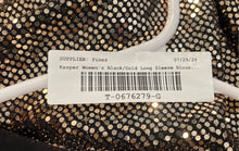 Load image into Gallery viewer, Kasper Womens Black Gold Sequin 3/4 Bell Sleeve Keyhole Blouse Top Sz 1X w/ Tag
