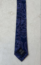 Load image into Gallery viewer, Michael Kors Mens Purple Paisley Keeper Loop Adjustable Designer Tie
