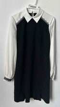 Load image into Gallery viewer, Karl Lagerfeld Paris Womens Black White Colorblock Lace Trim Sheath Dress Size 4
