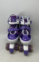 Load image into Gallery viewer, Gonex Unisex Kids Purple White Light Up Wheels Roller Skates Size 4-7 With Box

