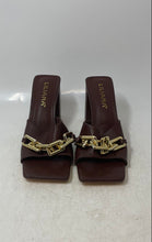 Load image into Gallery viewer, Liliana Womens Brown Leather Open Toe Block Heel Slip-On Slide Sandals Size 6.5
