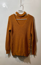Load image into Gallery viewer, Guess Womens Orange Alexya Side Lace Up Choker Neck Pullover Sweater Size M
