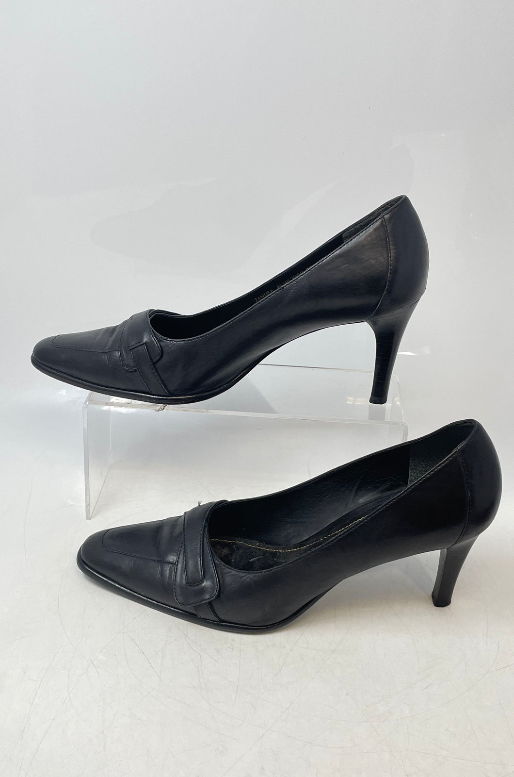 Lauren Ralph Lauren Womens Zandra Black Leather Slip-On Pump Heels Size 9B