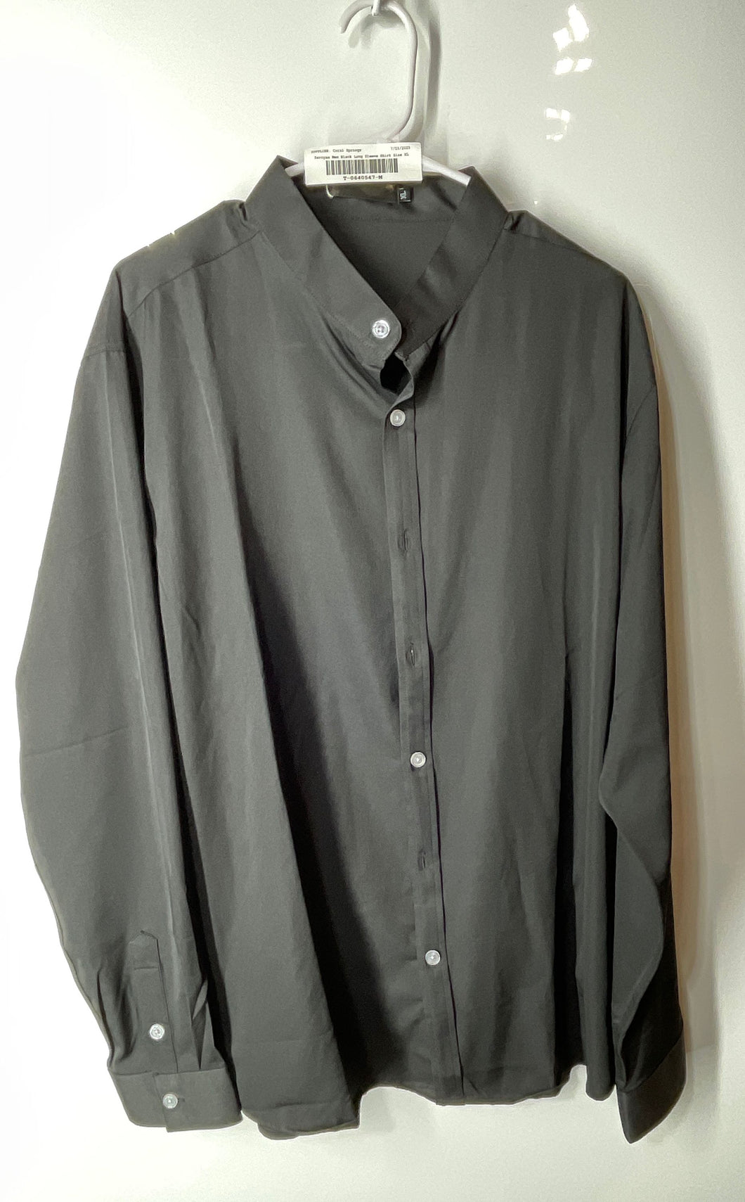 Zeroyaa Mens Black Long Sleeve Collared Regular Fit Button-Up Shirt Size XL