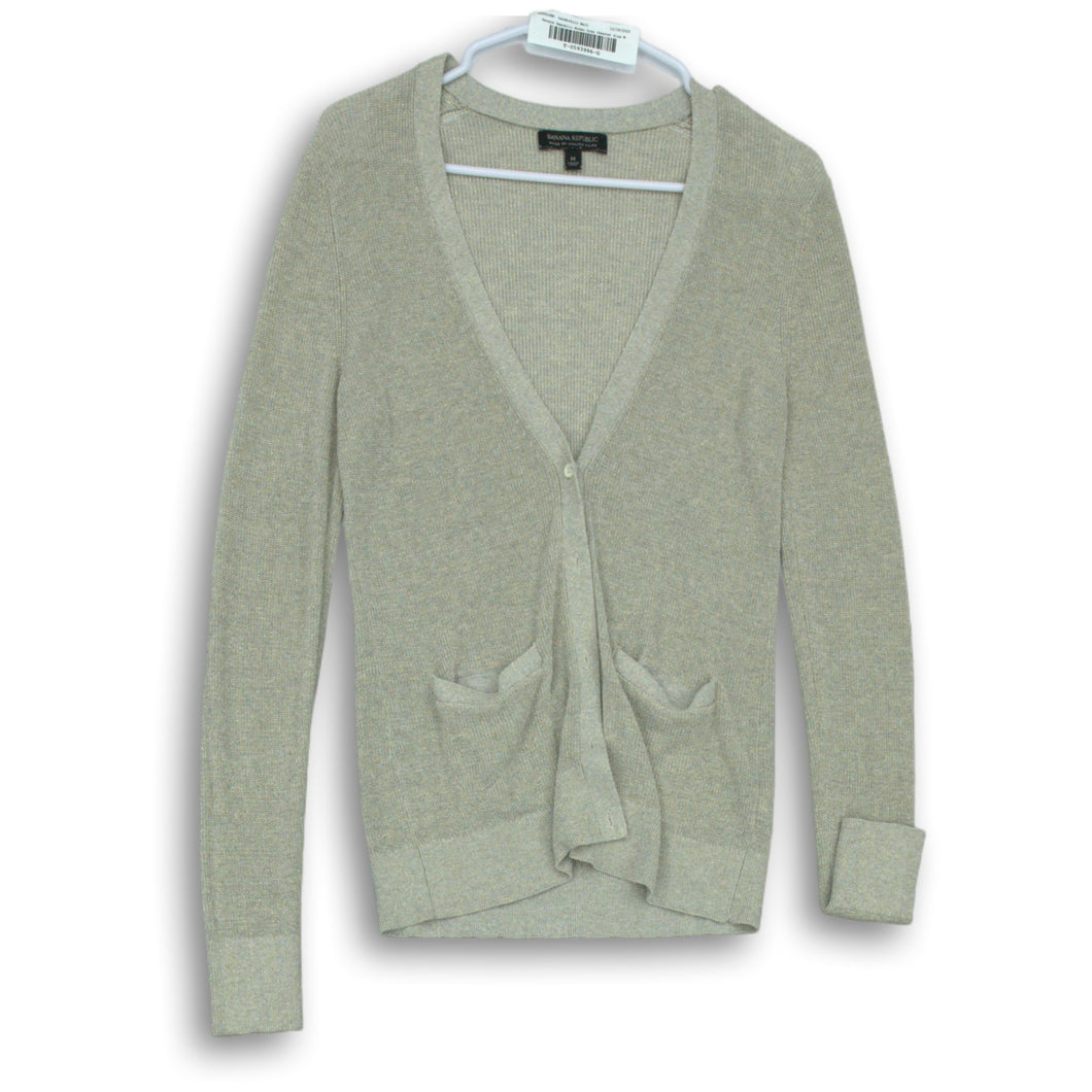 Banana Republic Womens Gray Long Sleeve V-Neck Cardigan Sweater Size M