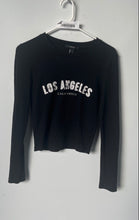 Load image into Gallery viewer, Forever 21 Womens Black Los Angeles California Long Sleeve Cropped T-Shirt Sz S
