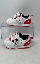 Load image into Gallery viewer, Disney Mickey Mouse Kids White Red Low Top Hook &amp; Loop Sneaker Shoes Size 7
