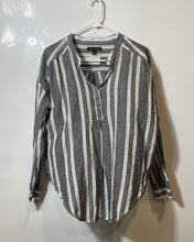 Load image into Gallery viewer, Banana Republic Womens Gray Striped Long Sleeve Blouse Top Size Large
