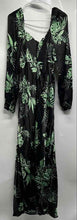 Load image into Gallery viewer, Asos Womens Green Black Printed Long Sleeve Elastic Waist Maxi Dress Size 10
