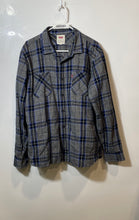 Load image into Gallery viewer, Levi's Mens Gray Blue Plaid Long Sleeve Collared Flannel Button-Up Shirt Size XL
