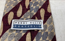 Load image into Gallery viewer, Perry Ellis Mens Brown And Gray Printed Adjustable Formal Pointed Tie One Size
