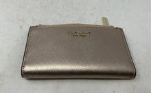 Load image into Gallery viewer, Kate Spade New York Womens Metallic Gold Leather Card Holder Bifold Wallet
